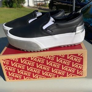 Black slip-on stacked vans. NWOT